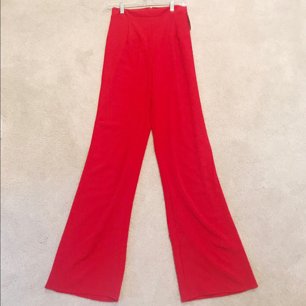Red high waisted trousers